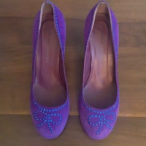 Purple Suede Marc Jacobs Bow Crystal Heels